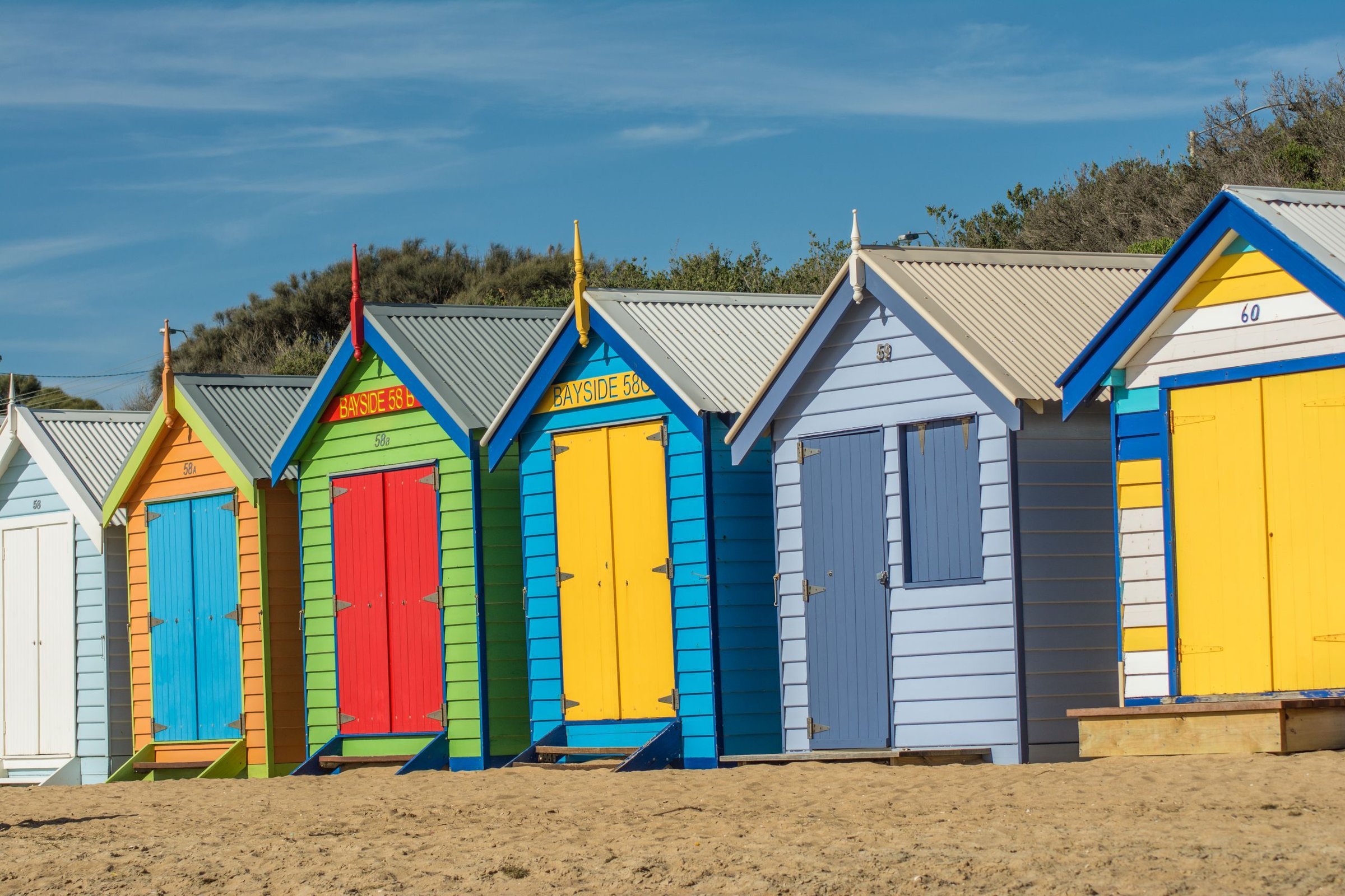 Brighton Bathing Boxes warna-warni di Melbourne