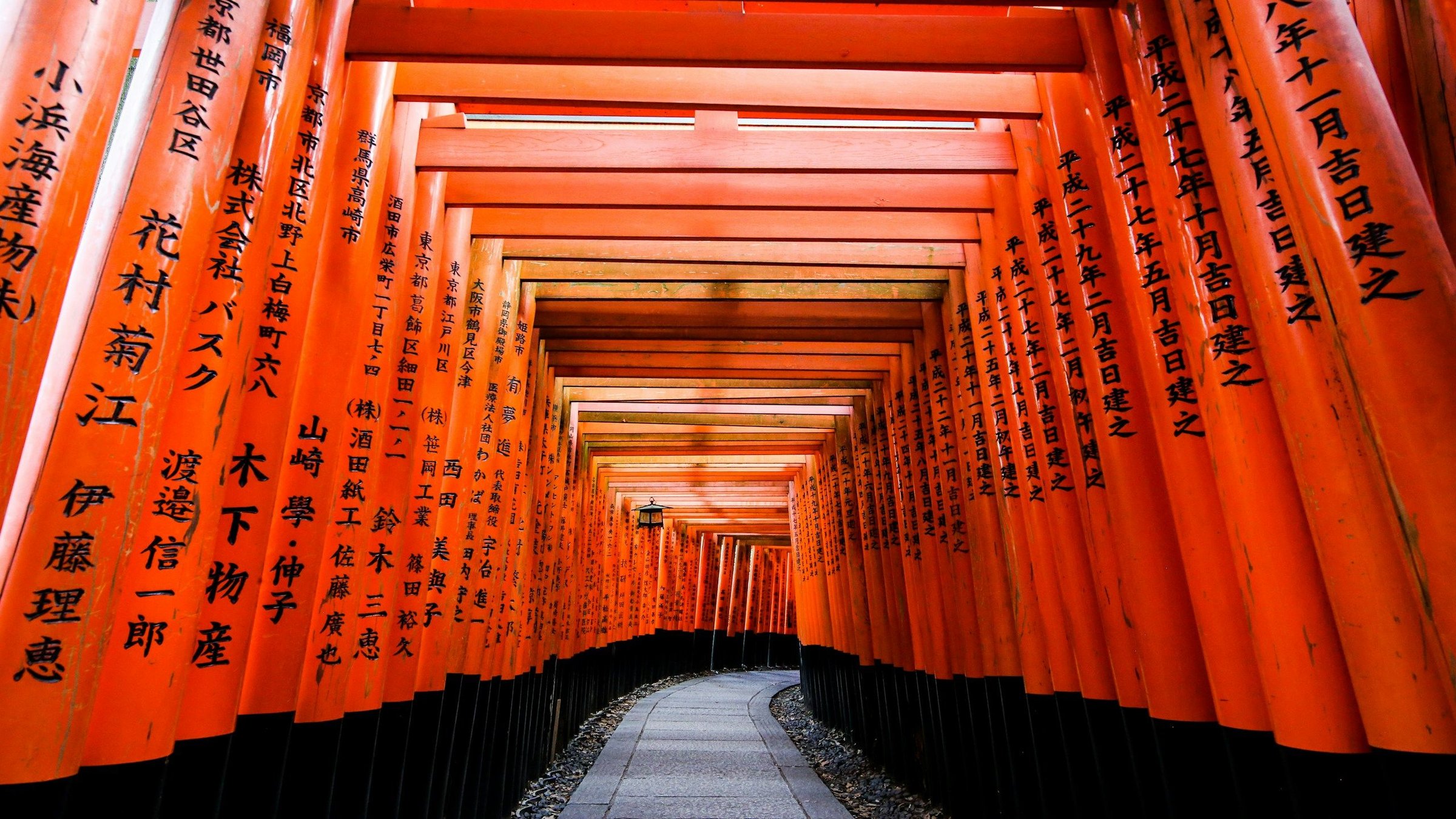 Gerbang torii Fushimi Inari di Kyoto, Jepang