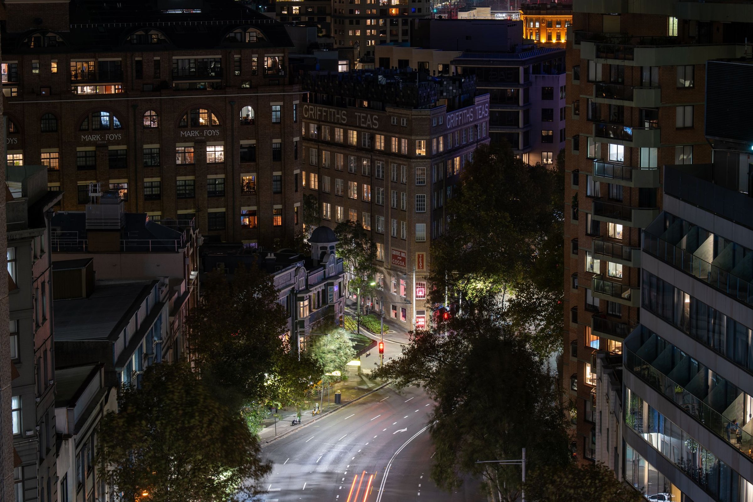 Sudut kota Sydney di malam hari