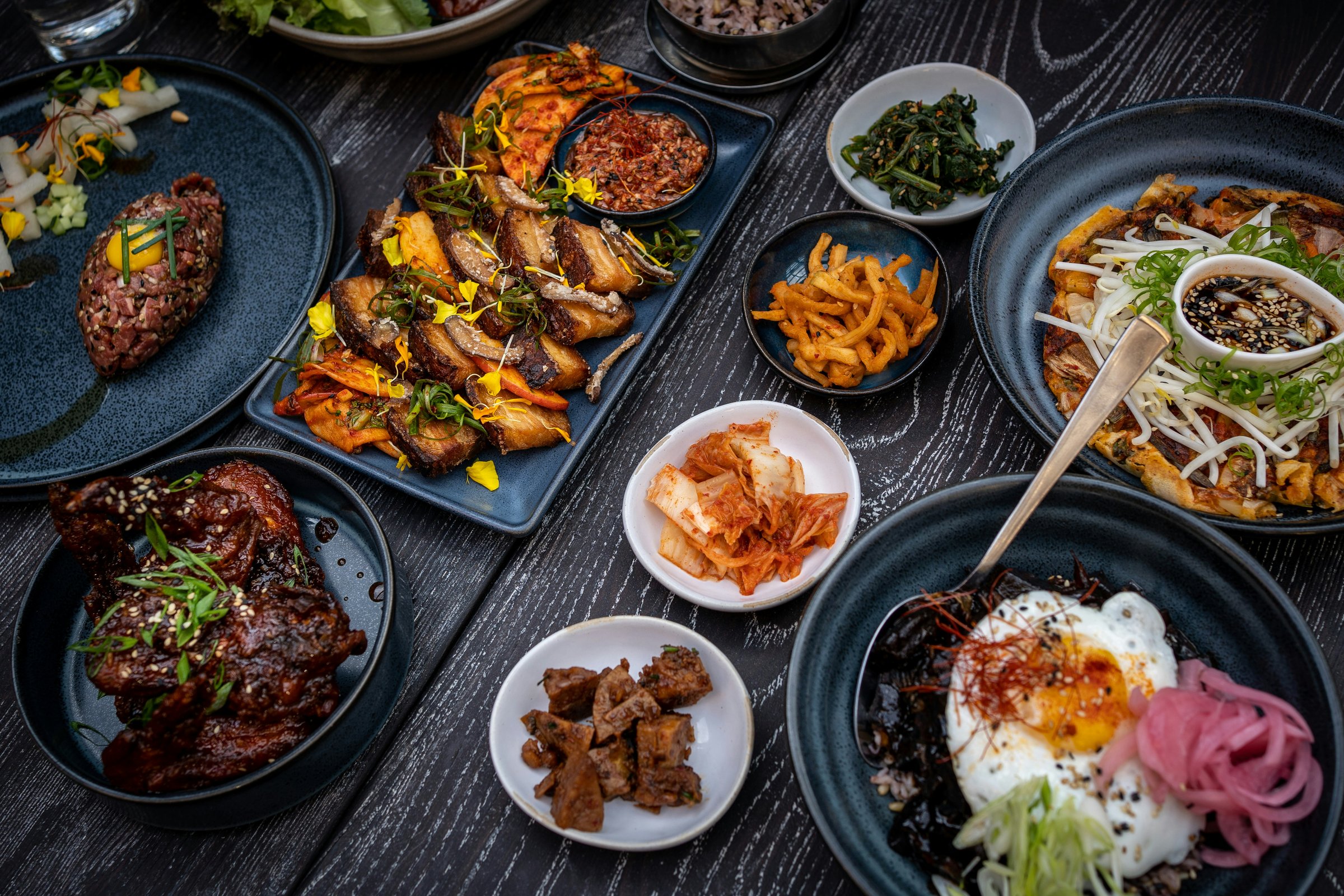 Traditional Korean food spread