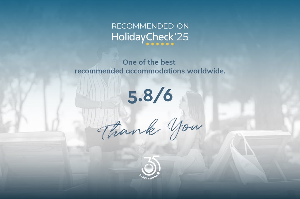 Отель Barut Hemera получил награду Holidaycheck 2025 как одно из самых рекомендуемых мест для проживания во всем миреМы рады сообщить, что отель Barut GOIA был удостоен звания одного из лучших рекомендуемых мест проживания в мире с оценкой 5,3 из 6 на сайте Holidaycheck 2025. Дорогие гости, спасибо вам за поддержку и доверие.Мы рады сообщить, что отель Barut GOIA был удостоен звания одного из лучших рекомендуемых мест проживания в мире с оценкой 5,3 из 6 на сайте Holidaycheck 2025. Дорогие гости, спасибо вам за поддержку и доверие.