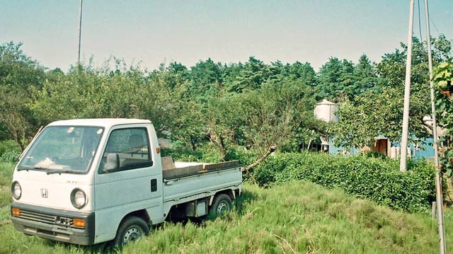 Truck on overgrown farm in Japan