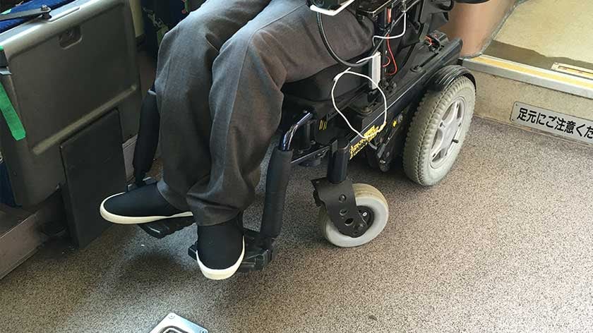 Wheelchair space on accessible bus in Japan