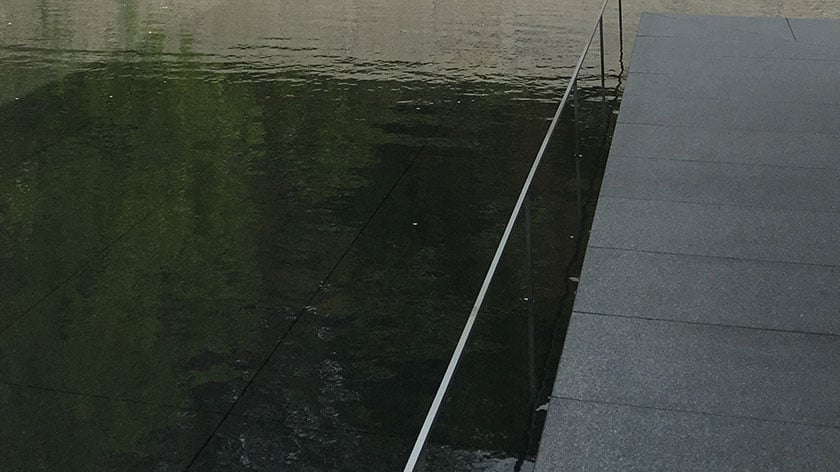 Thin rail next to the Water Mirror Garden