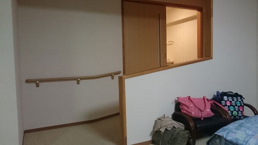 Ramp to accessible bathroom