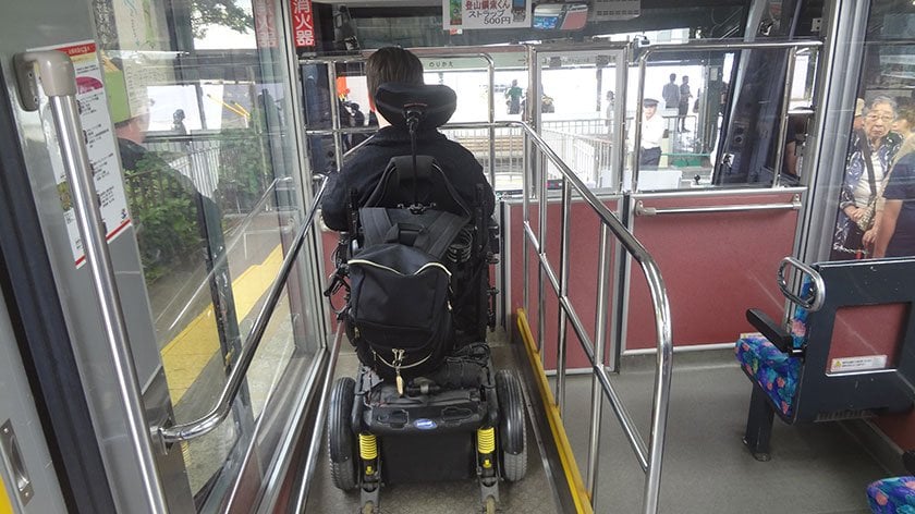 Wheelchair space on the Hakone Cablecar