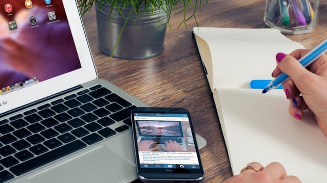 Computer, phone and notebook