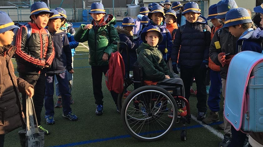 Xander with school friends