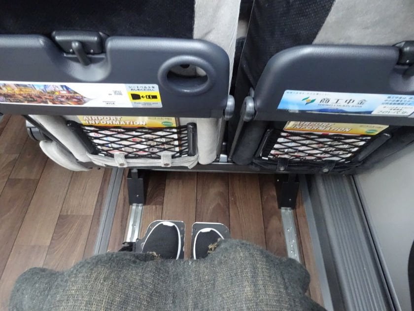 Space in front of wheelchair users feet