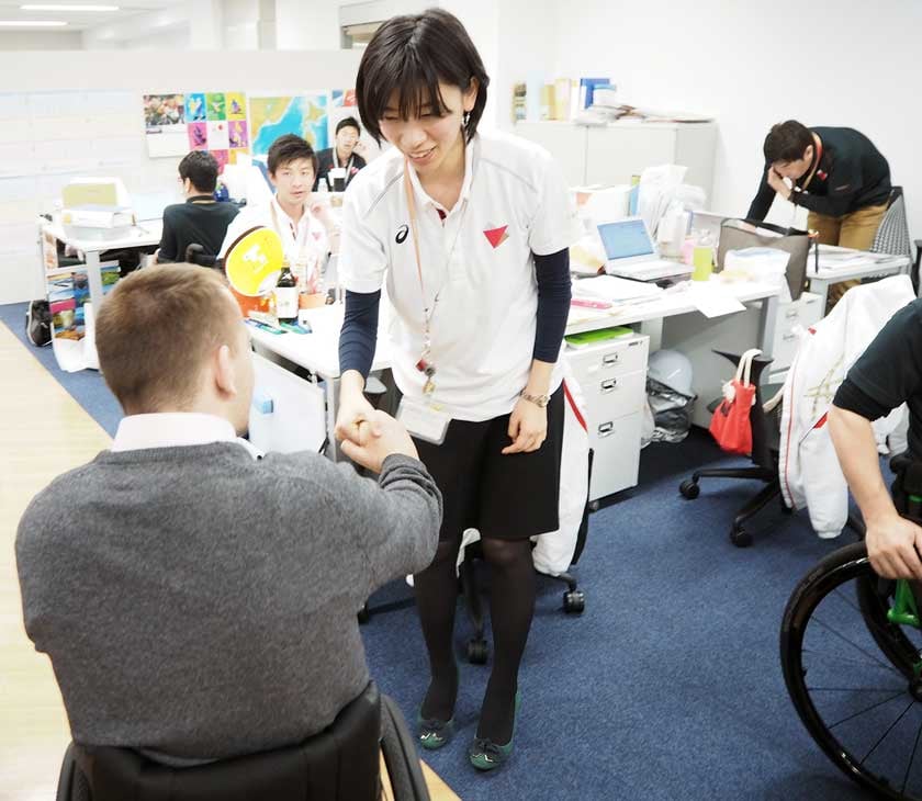 Andy Barrow meeting Staff at the Nippon Foundation