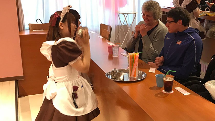 Daniel Romanchuk at maid cafe in Tokyo