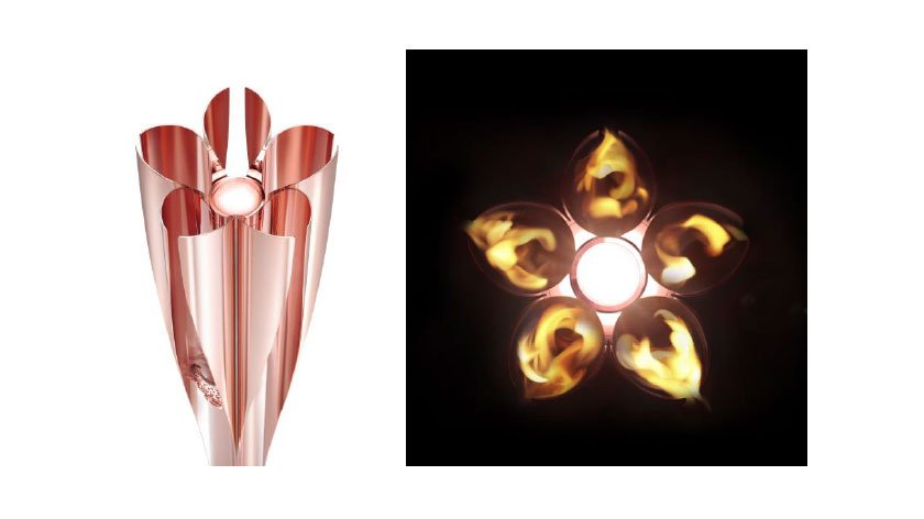 Tokyo 2020 Paralympic Torch - from angle and from top while lit