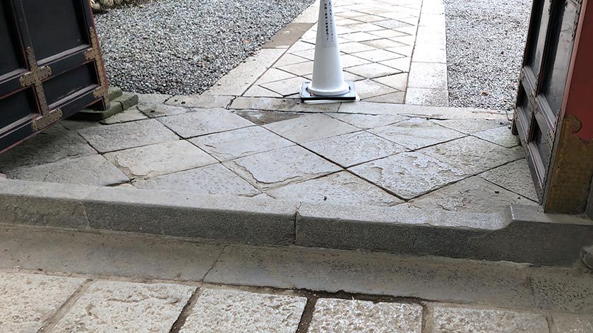 Side door with door sill at Nezu Jinja