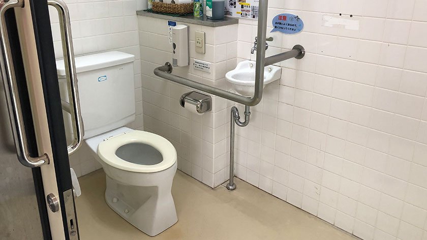 Cruise departure dock toilet