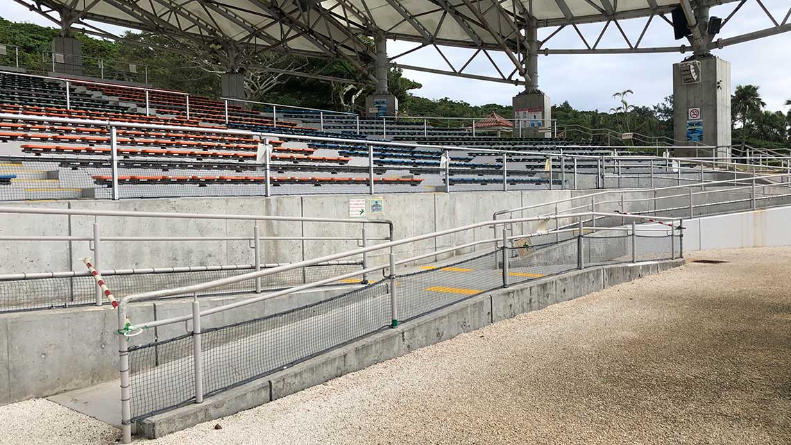 Ramp to accessible seating at Okichan Theater