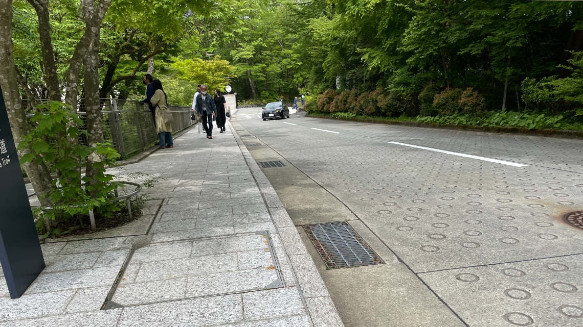 Road to parking lot and accessible entrance