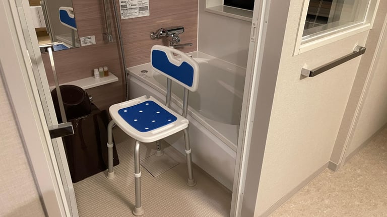 Shower and bathtub with shower chair