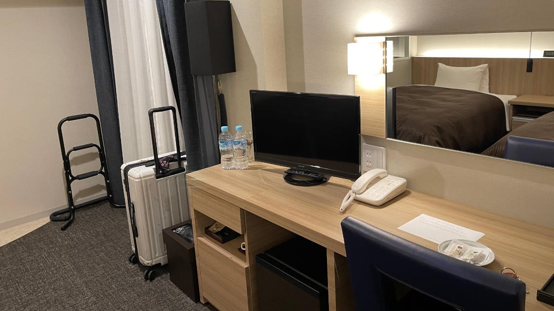 Desk and door to balcony