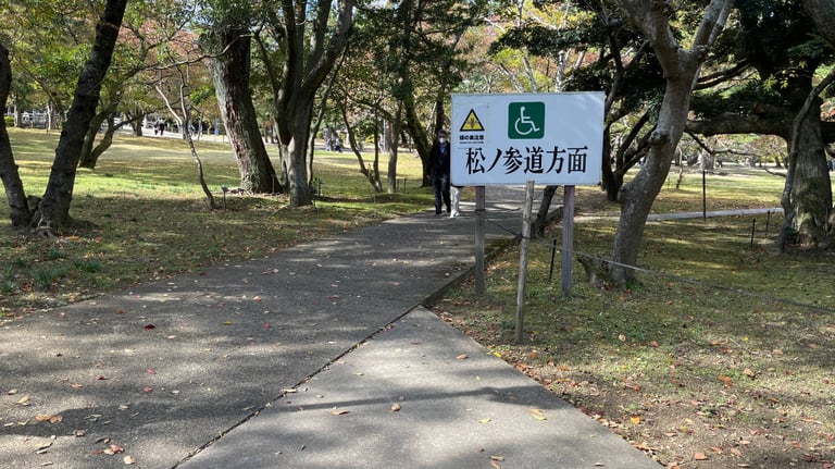 Sign indicating wheelchair path