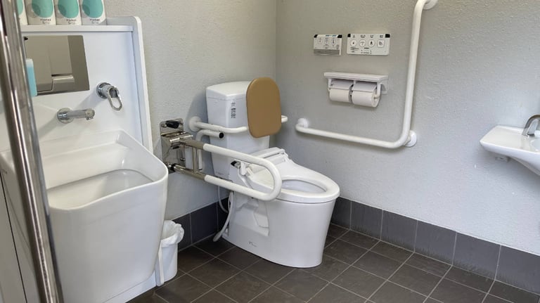 Accessible toilet in parking area