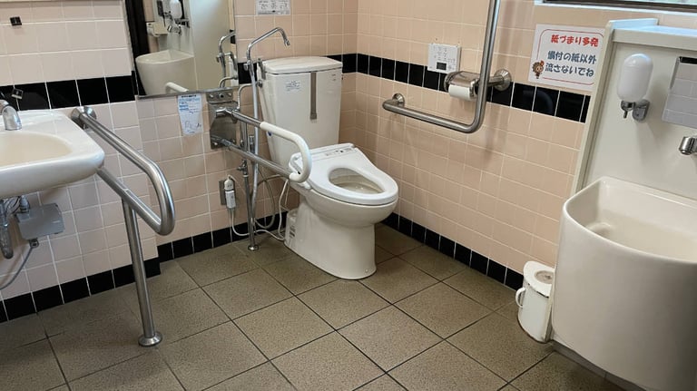 Accessible toilet at Omori Town parking lot