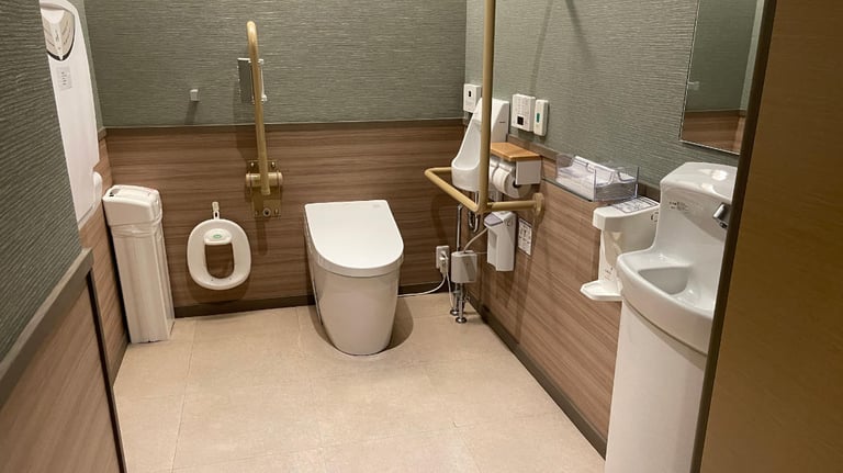 Accessible toilet on restaurant floor