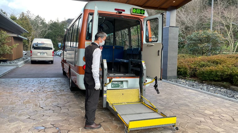 Onsen bus with wheelchair lift in the back