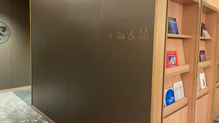 Sign for accessible toilet in the lounge