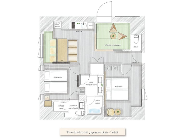 Two bedroom Japanese Suite Layout 768x576