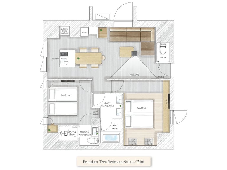 premium two bedroom suite layout 768x576