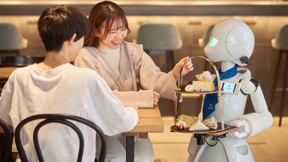 OriHime-D serving guests