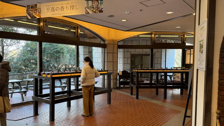 Display of various aromas with counters that are positioned too high for wheelchair users. Display of various aromas with counters that are positioned too high for wheelchair users.