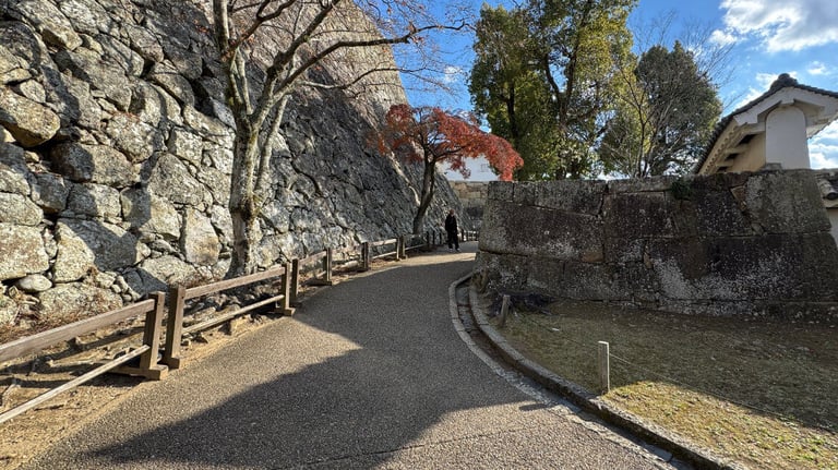 A smoother, gently sloping path inside the castle grounds. A smoother, gently sloping path inside the castle grounds.