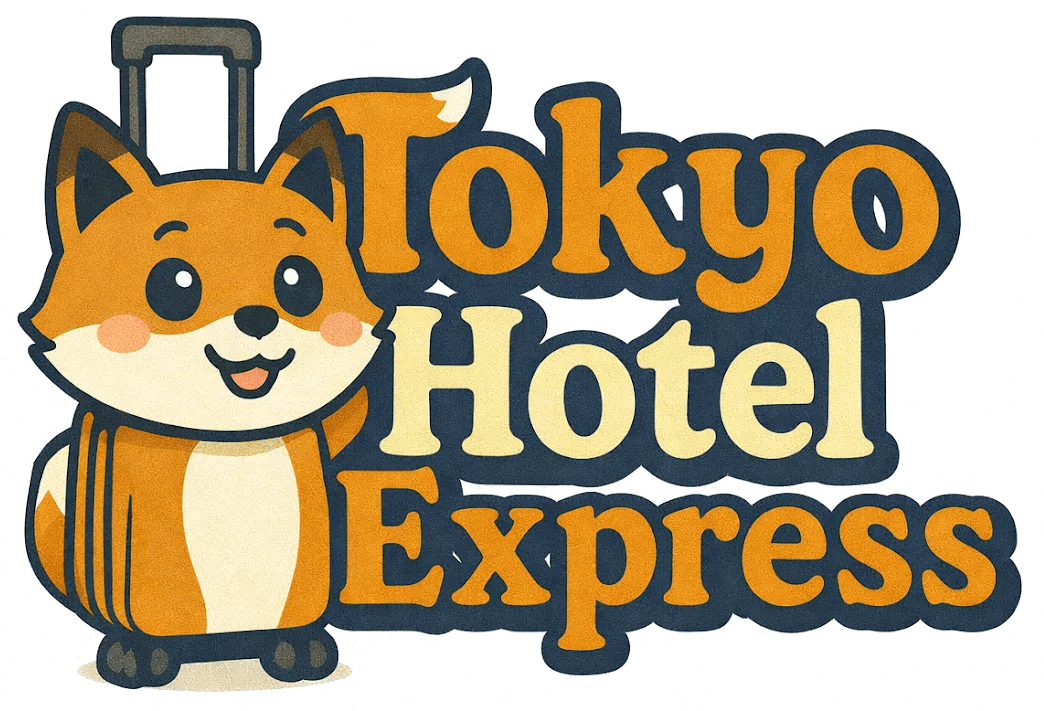Tokyo Hotel Express logo featuring a fox mascot with luggage