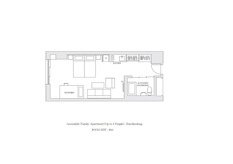 Wheelchair accessible room at Mimaru Kyoto Kawaramachi Gojo layout kawaramachigojo A4 768x542