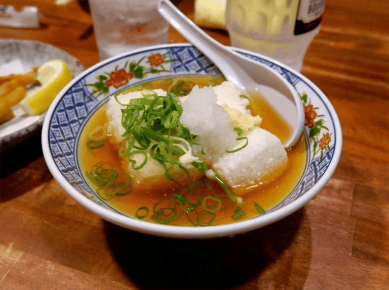 accessible kyoto pontocho tour agedashi tofu with green onion 768x575