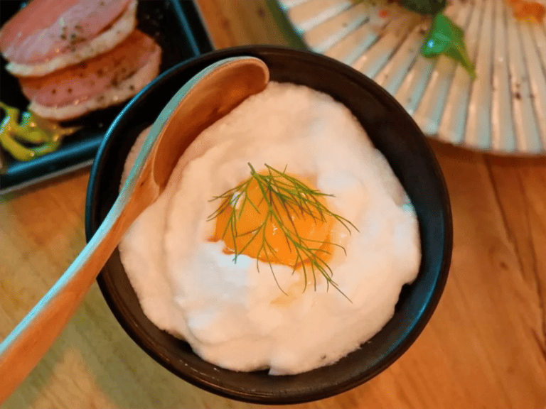 accessible kyoto sake tour fluffy egg souffle with dill 768x576