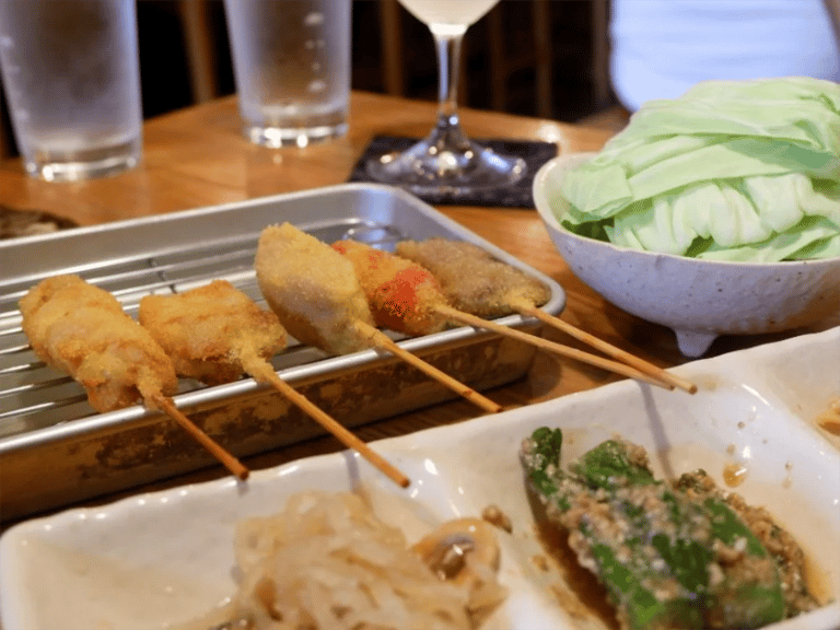 accessible kyoto sake tour kushikatsu skewers with cabbage 768x576