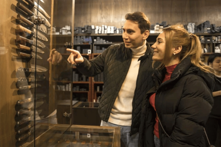 accessible osaka shinsekai evening tour japanese knife shop browsing 768x512