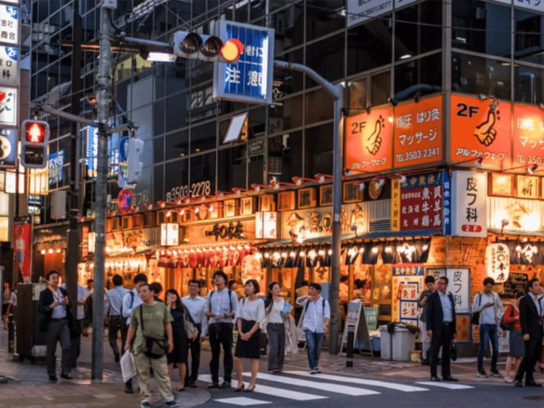 accessible shimbashi food tour nightlife street scene 768x576