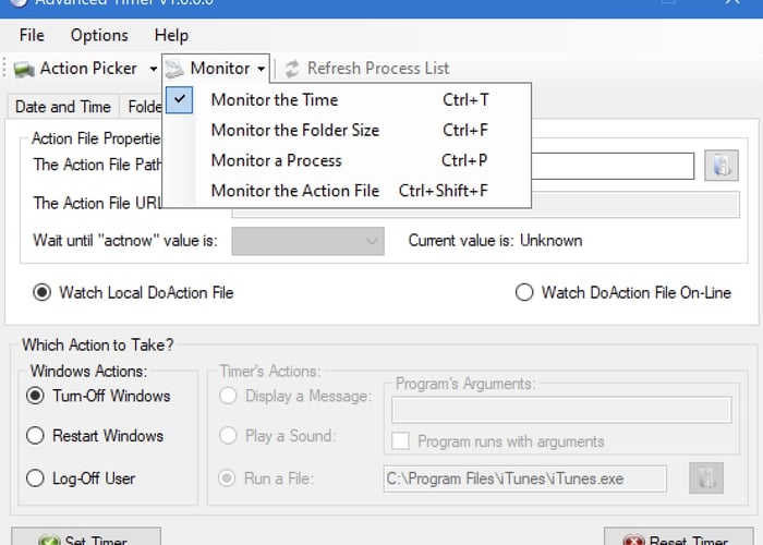 Advanced Timer Monitor Options