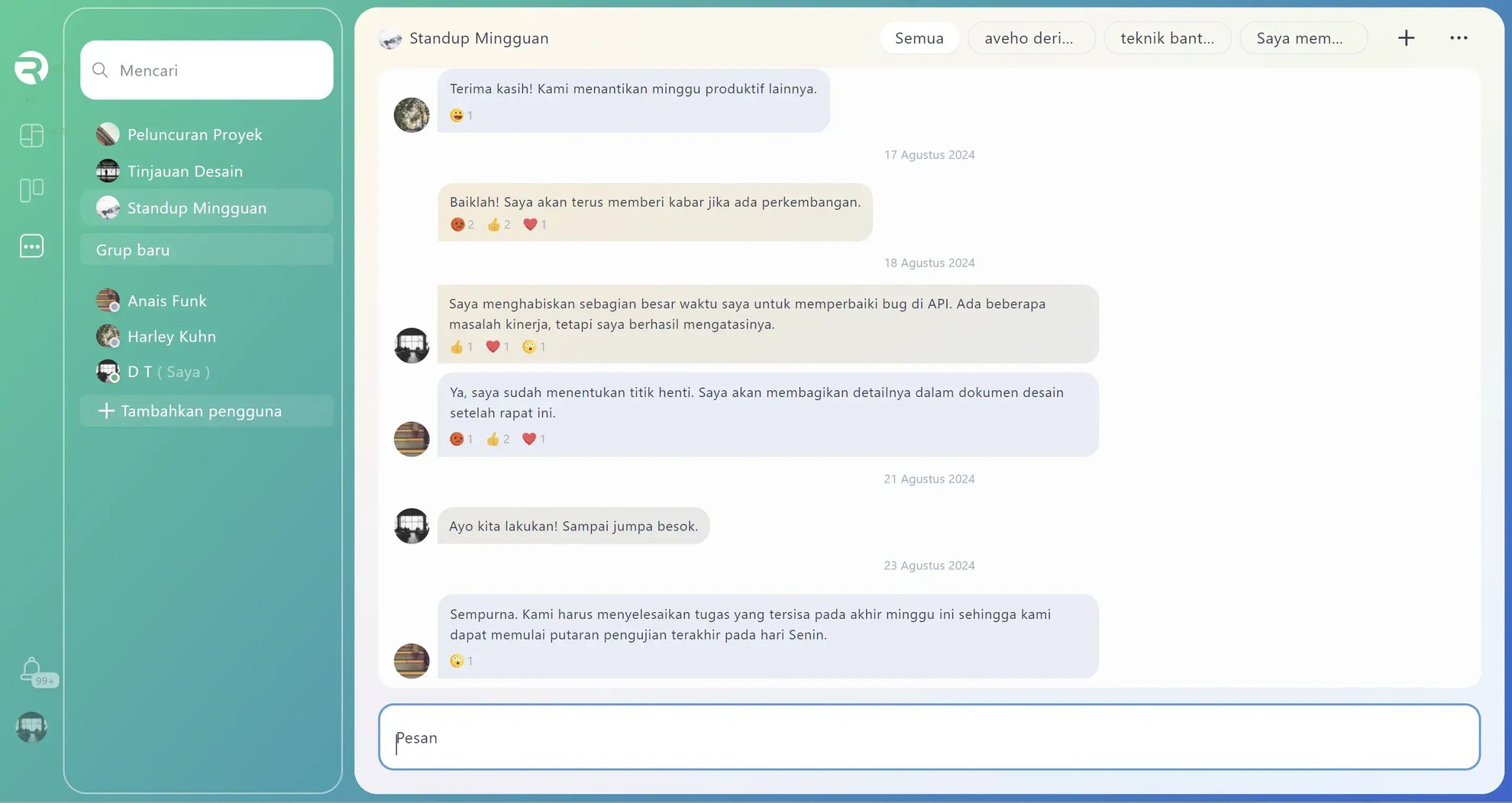 Diskusikan pekerjaan tanpa kehilangan konteks