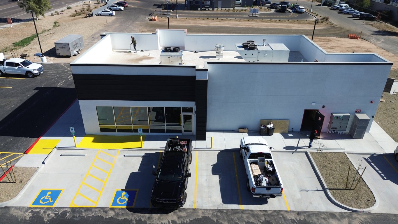 Completed commercial restaurant exterior