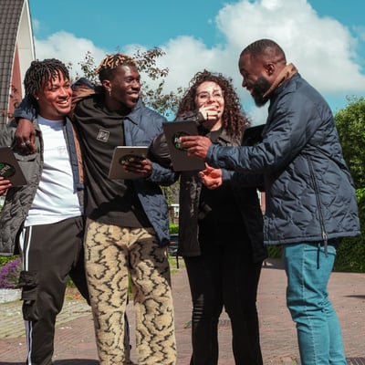 Two women looking at laptop