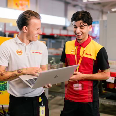 Two women looking at laptop