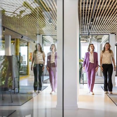 Two women looking at laptop