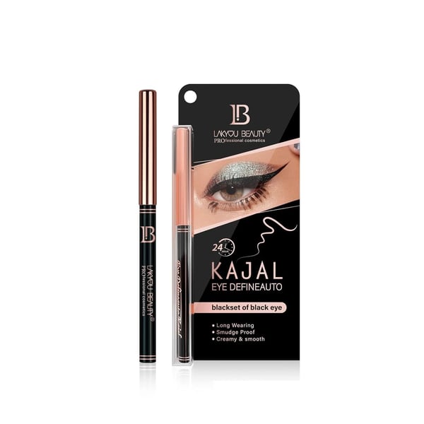 Lakyou Beauty Kajal Eye Defineauto Blackest Of Black Eye | Twist UP Formate | Long Wearing | Smudge Proof | Creamy & Smooth | 1.5g