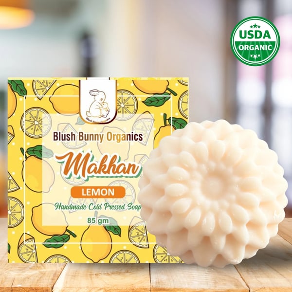 Blush Bunny Organics Makhan Lemon Handmade Cold Pressed Soap – 85 gm | 100% Natural, No Artificial Color & Fragrance, Preservative & Toxin-Free