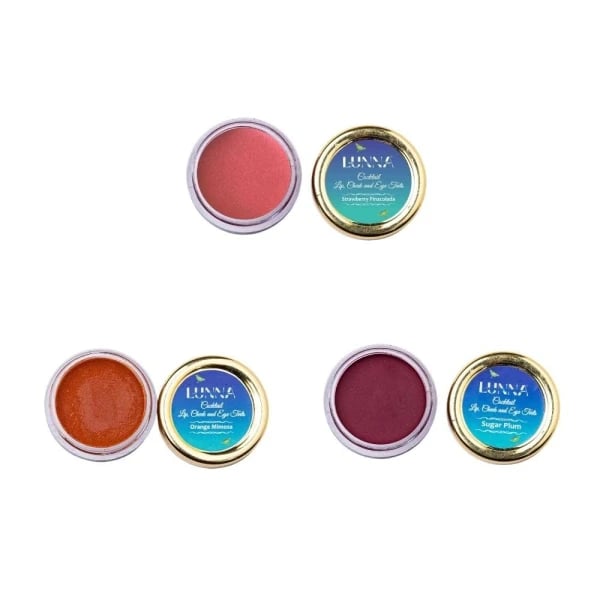 LUNNA | Tint for Lip, Cheek & Eye Tint |Creamy Lightweight & Easily Merge with Lips & Skin | Best As Tinted Lip Balm/Lip Gloss, Tinted Blush & Eye Shadow | Long Lasting| pack of 3
