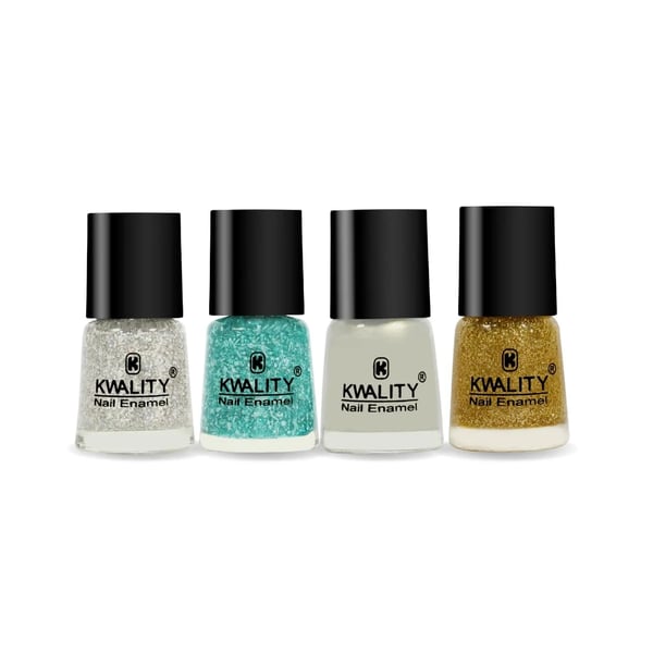 Kwality Konical Nail Paint For Women, Nail Paint Kit Set of 4, Quick Drying Nail Polish, Highly Pigmented & Long Lasting Enamel, Chip Resistance- 7ml GLITTER